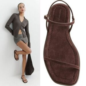 Reformation Chocolate Suede Lake Flat Sandals Size 9